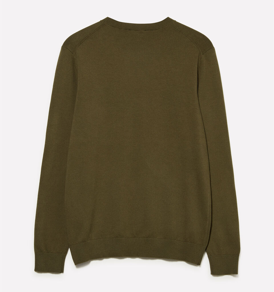 Olive green crew neck sweater - men's crew neck sweaters - Military Green | Sisley image number 2